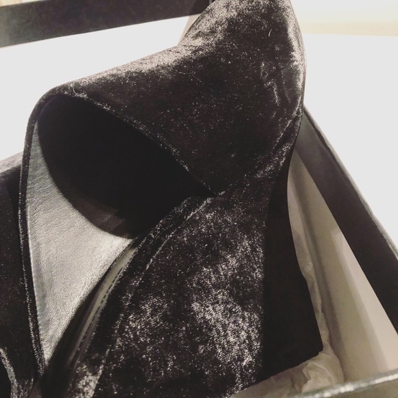 ALEXANDER WANG Crushed Velvet Black Mules Wedges - Picture 4 of 8